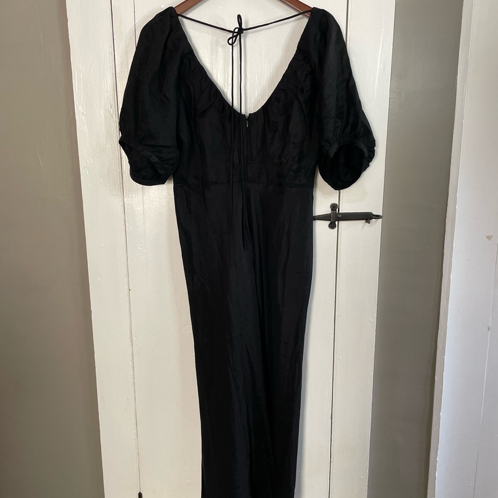Banana Republic Black Linen Blend Midi Dress Size 8 New with Tags - Picture 8 of 12